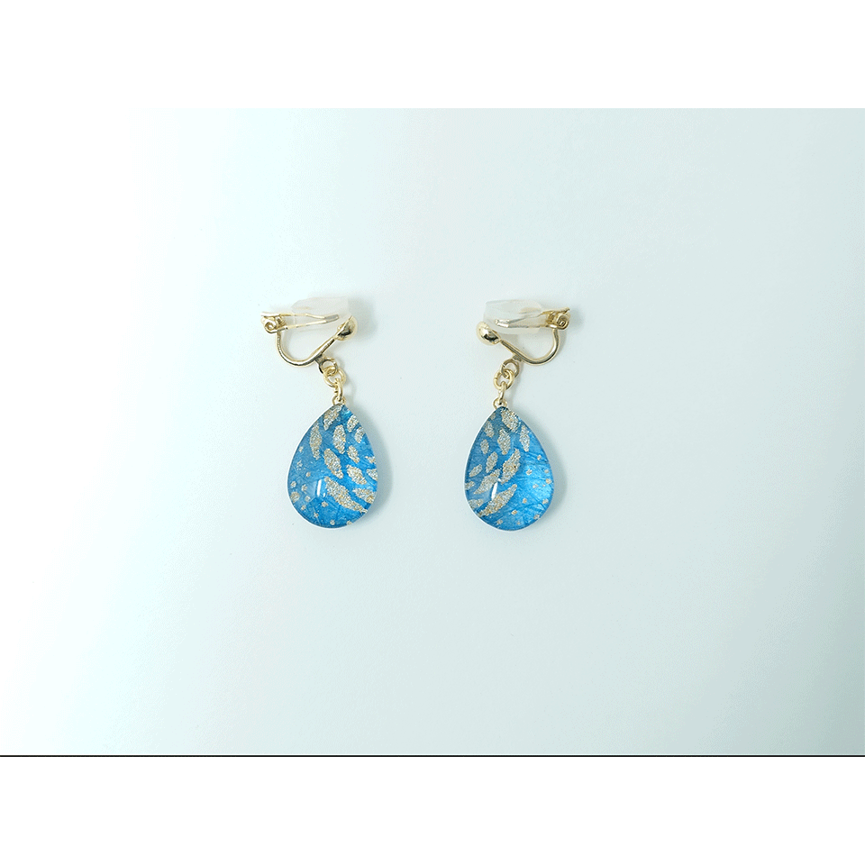 愛媛県 IKAZAKI WASHI JEWERLY しずく ブルー イヤリング | 飛鳥