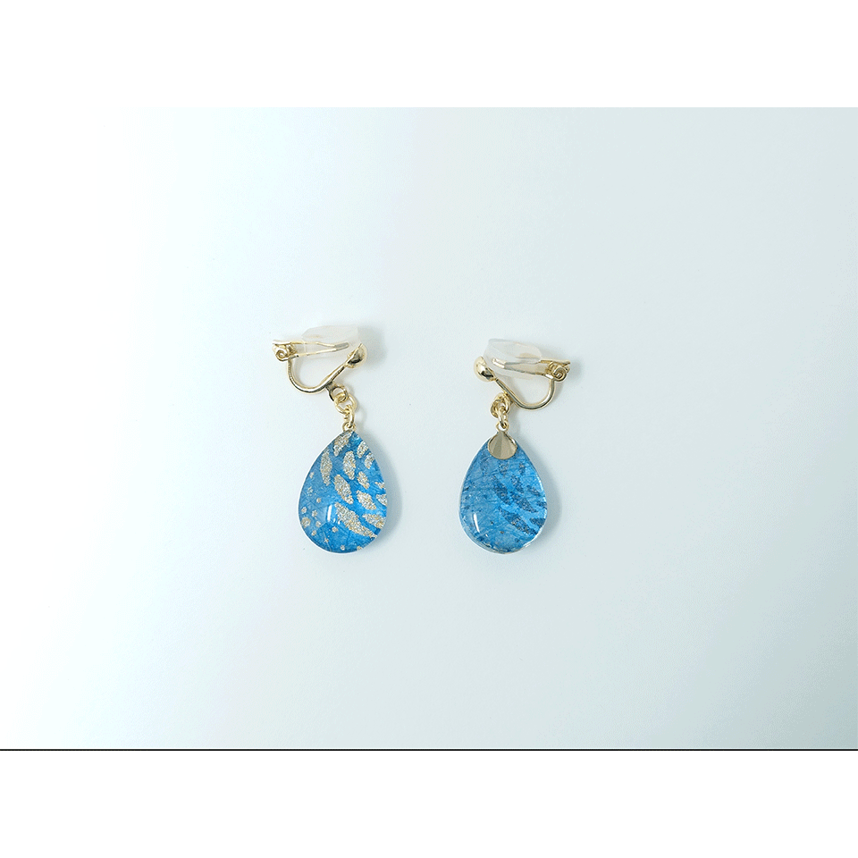 あいす【イヤリング】2点 愛媛県 IKAZAKI WASHI JEWERLY しずく ブルー イヤリング | 飛鳥